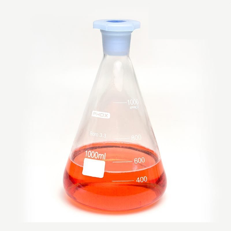 Erlenmeyer graduado - Rolha plástica - Borossilicato