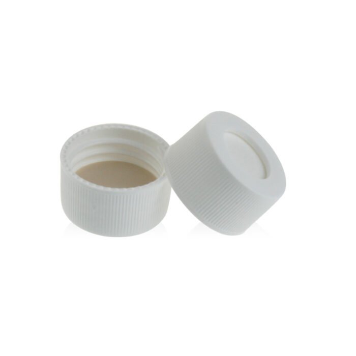 Tampa plástica branca - Rosca 24mm - Septo em PTFE