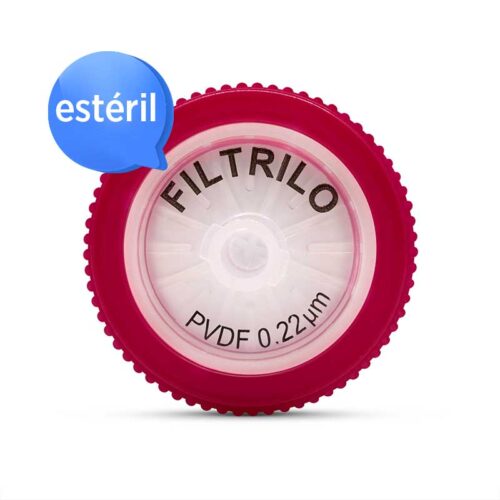 Filtro de seringa Filtrilo, com membrana em PVDF Hidrofóbico - Esterilizado por radiação Gama, Poro:0.22(μm), Diâmetro:25(mm) - Unidade